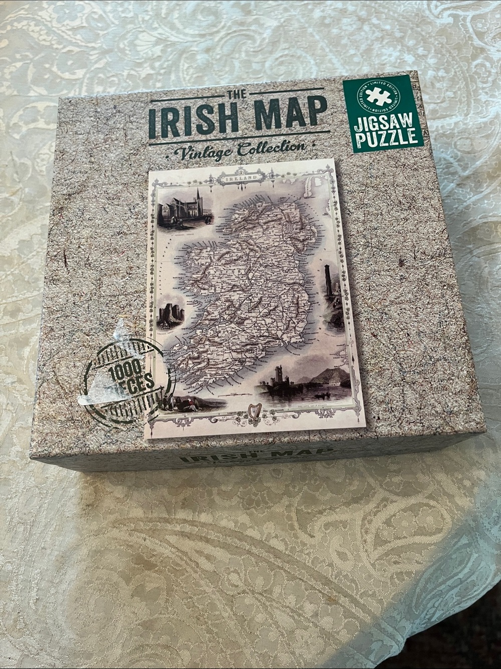 The Irish Map Vintage Collection Jigsaw Puzzle - Beige & Gray 1000 Pieces EUC!